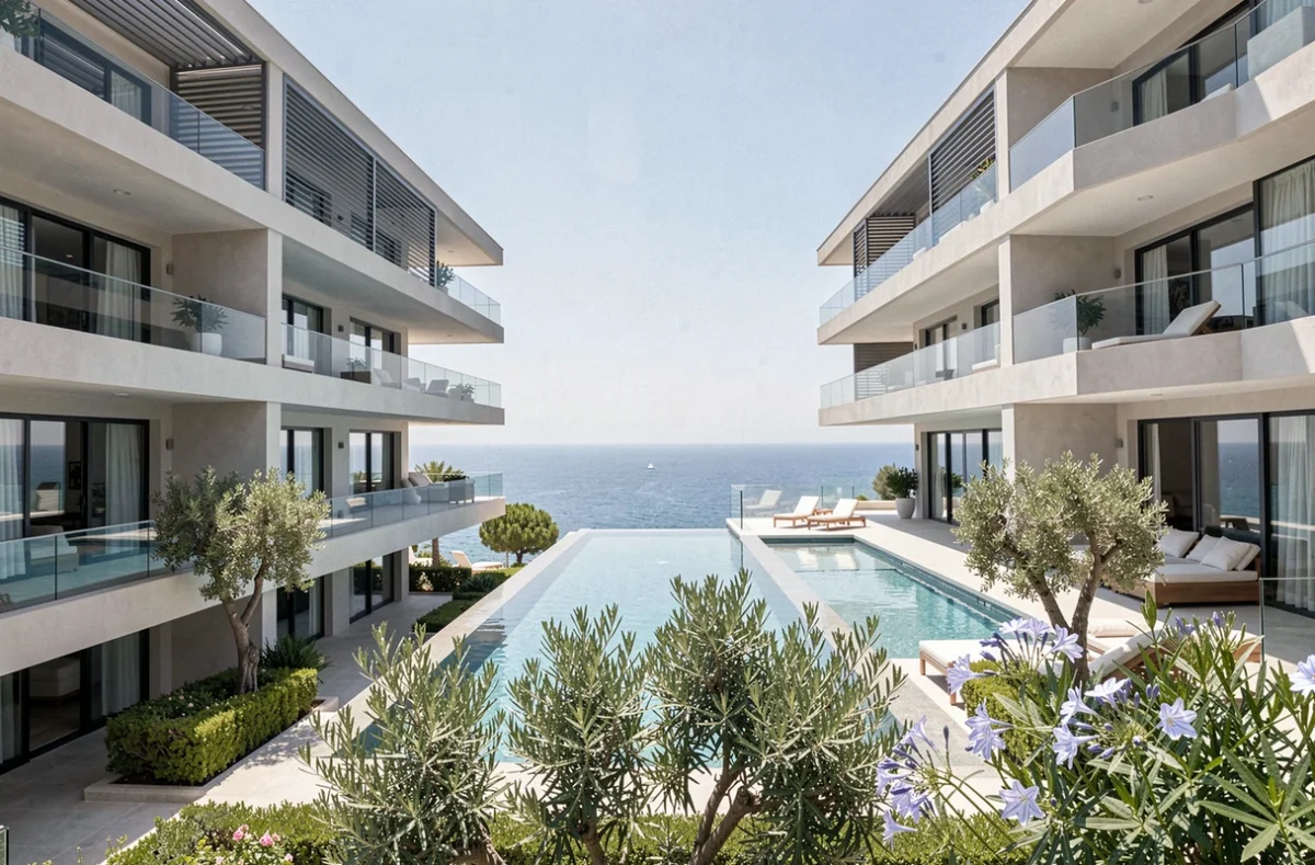 Résidence haut de gamme Bouygues Immobilier à Cannes avec piscine sur le toit et vue mer panoramique