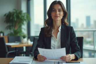 Femme d affaires en réunion avec documents de prêt immobilier