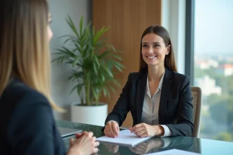 Femme d'affaires confiante dans un bureau moderne