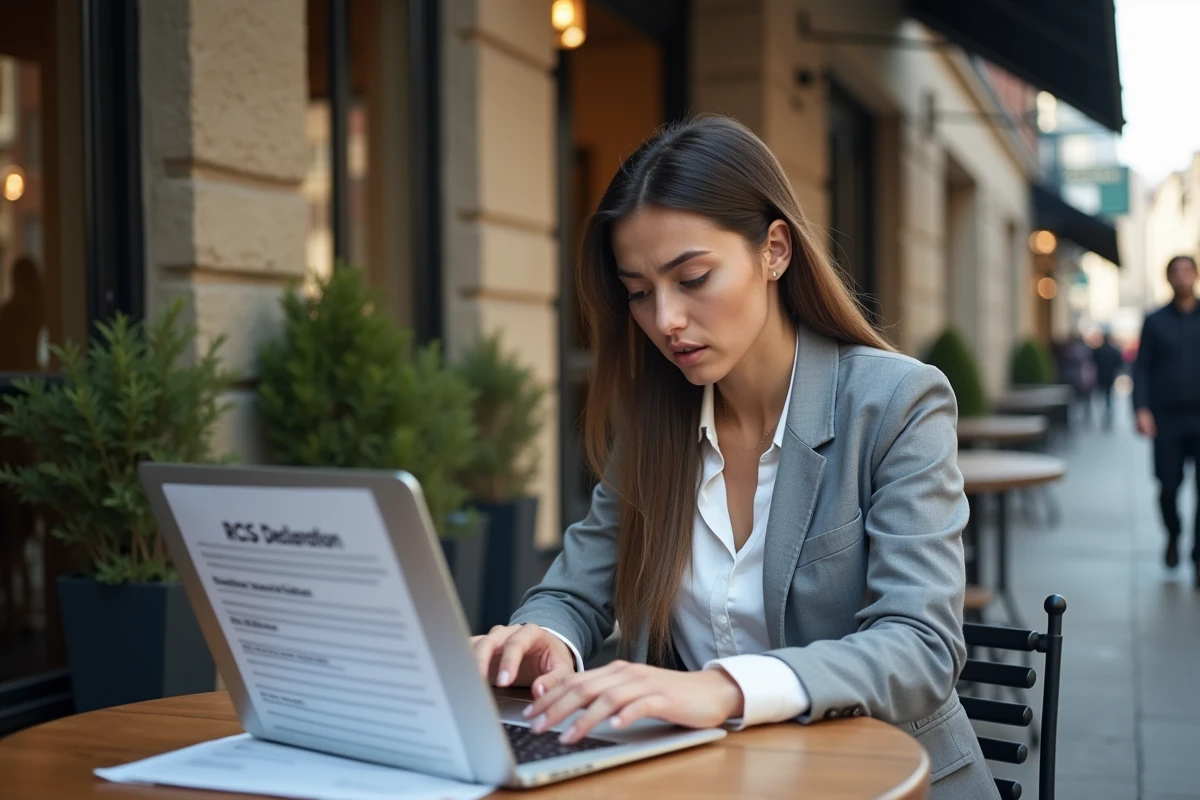 Jeune femme professionnelle travaillant sur un ordinateur au café