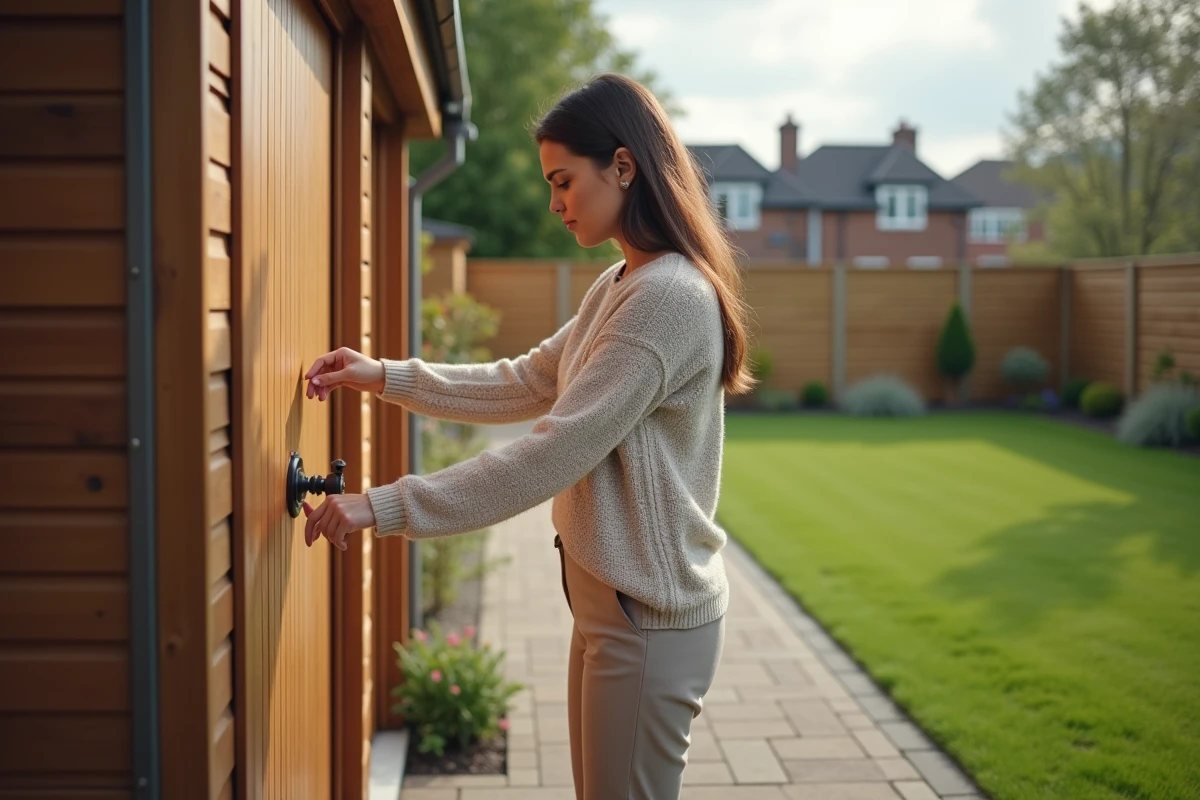 Jeune femme ouvrant la porte d