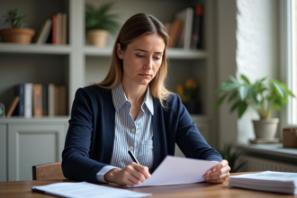 Femme lisant une lettre dans un appartement parisien