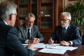 Un couple rencontrant un notaire pour discuter de la fiscalité de l'usufruit en indivision en 2026