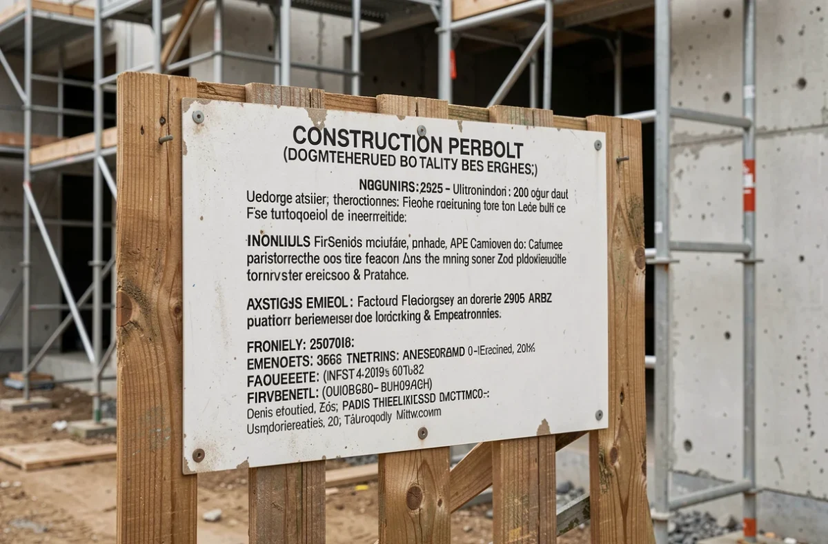 Panneau de déclaration préalable de travaux affiché sur une clôture de chantier résidentiel en France