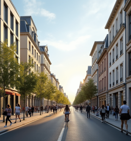 Rue animée à Saint-Ouen-sur-Seine en journée