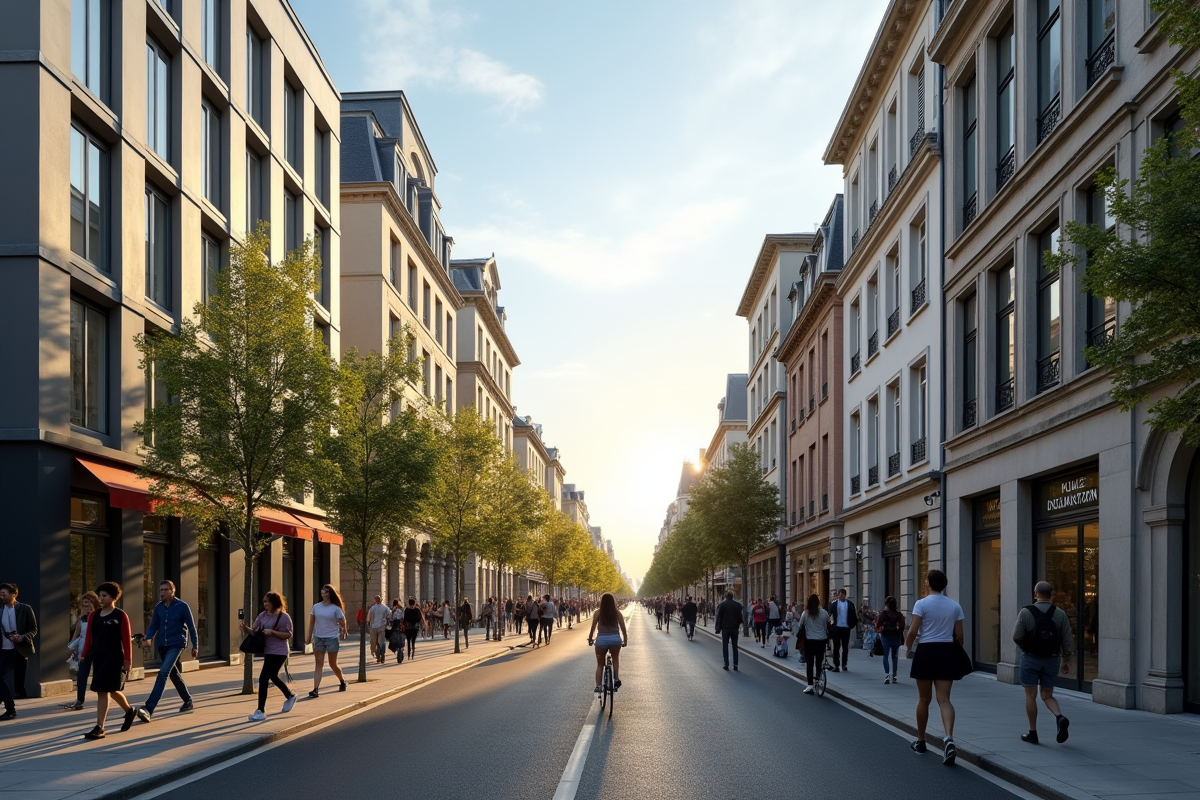 Rue animée à Saint-Ouen-sur-Seine en journée